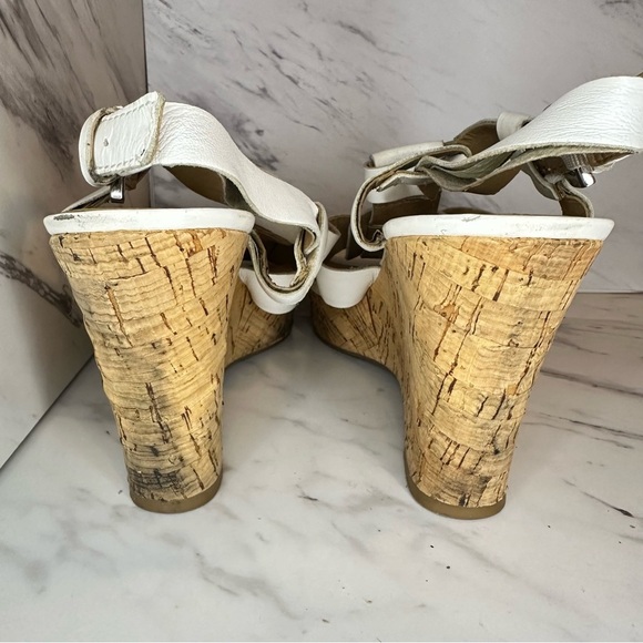 Franco Sarto “Cera” Leather Cork Wedge Sandals - White - Size 8M - Picture 8 of 13